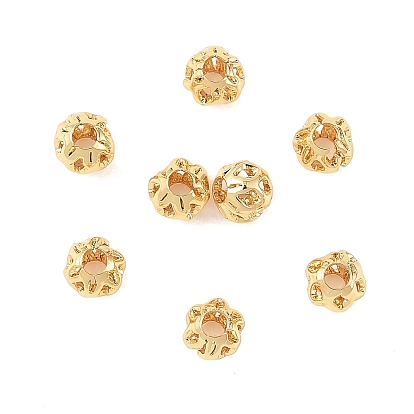 SHEGRACE Brass Spacer Beads, Cadmium Free & Nickel Free & Lead Free, Round, Hollow