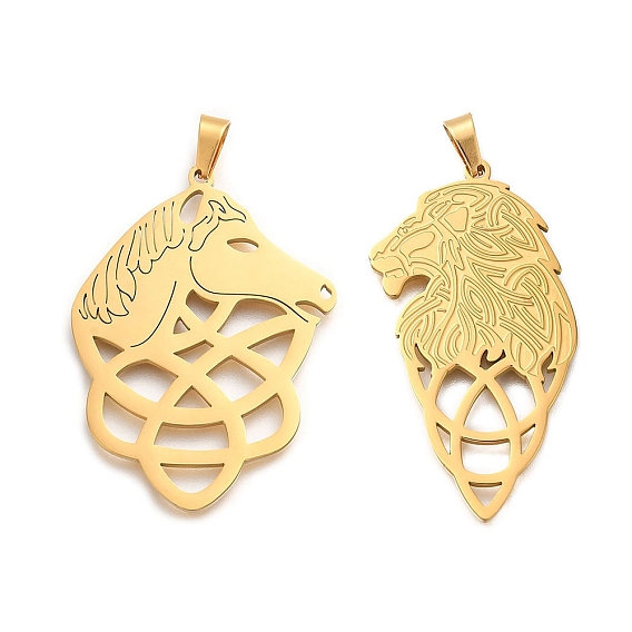 304 подвески из нержавеющей стали, лазерная резка, очарование тройственного узла, реальный 18 k позолоченный