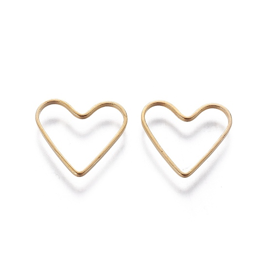 Brass Linking Rings, Valentine's Day Jewelry Accessory, Heart, Plated in Golden