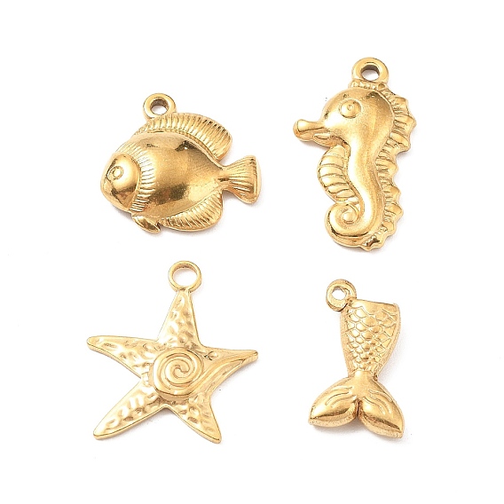304 подвески из нержавеющей стали, реальный 18 k позолоченный, подвеска в виде рыбьего хвоста/рыбы/морского конька/морской звезды