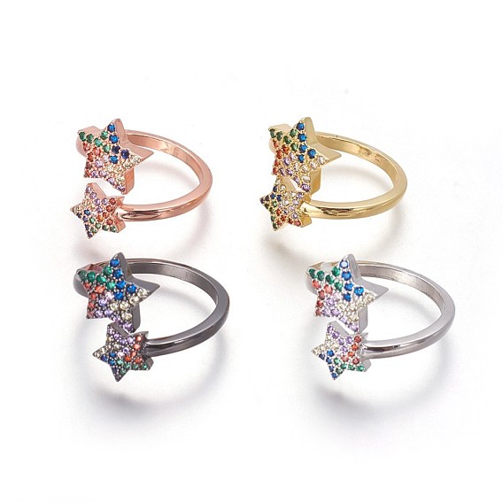 Zirkonia Manschette Ringe, offene Ringe, mit Messing-Zubehör, Stern
