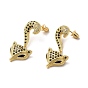 Fox Brass Dangle Stud Earrings, with Cubic Zirconia