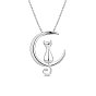 SHEGRACE Lovely 925 Sterling Silver Necklace, with Kitten in the Moon Pendant, 15.7 inch