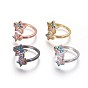 Zirkonia Manschette Ringe, offene Ringe, mit Messing-Zubehör, Stern