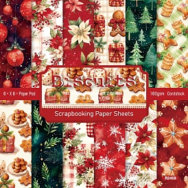 24Pcs 12 Styles Christmas Scrapbook Paper Pads, for DIY Album Scrapbook, Background Paper, Diary Decoration