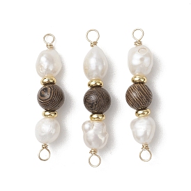 Натуральный культивированный пресноводный жемчуг, отполированный с двух сторон и окрашенный древесиной венге, круглые бусины-подвески., цвет морской раковины