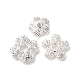 S925 серебряные прозрачные кубические циркониевые бусины, цветок