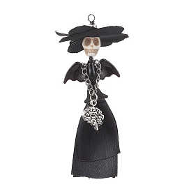 Большие подвески на Хэллоуин из полиэстера, сплава, синтетической бирюзы и латуни, ведьма с мозгом