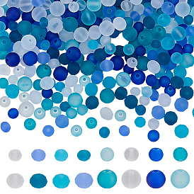 480Pcs 16 Styles Baking Paint Transparent Glass Beads, Round/Rondelle, Frosted, for Beading Jewelry Making