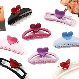 Heart Plastic Claw Hair Clips, Hair Accessories for Women & Girls