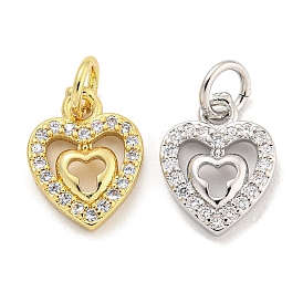 Сердце из латуни с подвесками из циркония, с прыжковых колец, долговечный, без свинца и без кадмия