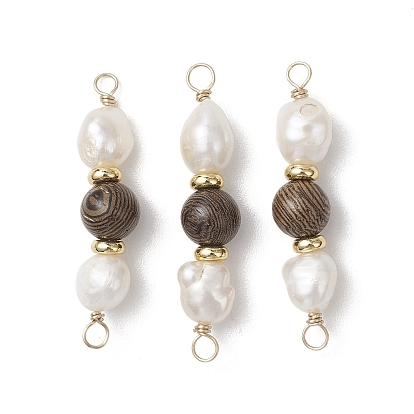 Натуральный культивированный пресноводный жемчуг, отполированный с двух сторон и окрашенный древесиной венге, круглые бусины-подвески., цвет морской раковины