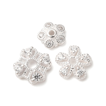 S925 серебряные прозрачные кубические циркониевые бусины, цветок