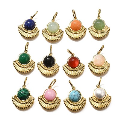 Драгоценный камень подвески, фанатские прелести, с ионным покрытием (IP) 304 настройки и соединительные кольца из нержавеющей стали, реальный 14 k позолоченный, смешанные окрашенные и неокрашенные