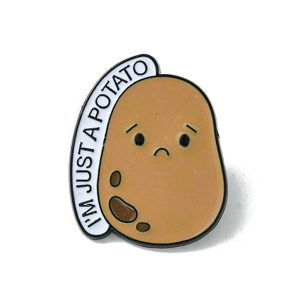 Black Alloy Brooches, Potato with Word Enamel Pins, for Backpack Clothes
