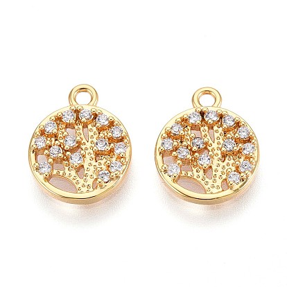 Латунные микро проложить кубического циркония прелести, плоский круглый и дерево жизни, долговечный, без никеля 