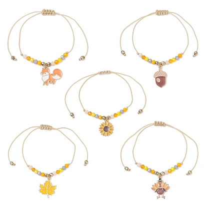 Браслеты с подвесками из стеклянных бусин на День благодарения, с эмалевым сплавом для женщин