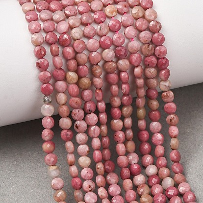 Perlas naturales rhodonite hebras, plano y redondo, facetados