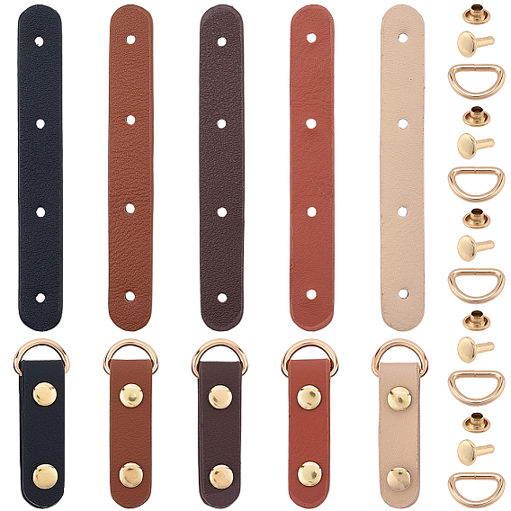5 сумки 5 цвета пряжек из искусственной кожи, с винтами и d-кольцами, для расходных материалов для изготовления кошельков, золотой свет