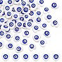 60Pcs Natural Freshwater Shell Beads, with Enamel, Heart with Evil Eye