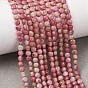 Natural Rhodonite Beads Strands, Flat Round, Faceted