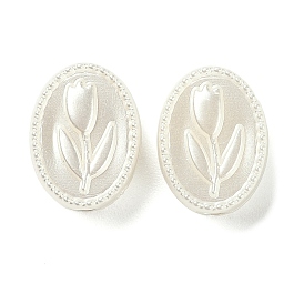 Perles de nacre en plastique ABS, ovale avec tulipe