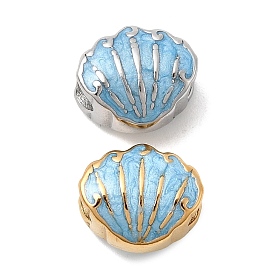 304 эмаль нержавеющей стали европейские шарики, бусины с большим отверстием, формы раковины, ионное покрытие (ip)