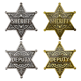 4 pièces 4 styles broches étoile en alliage style shérif adjoint vintage, broches de cow-boy