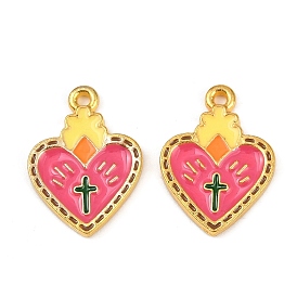 Подвески из эмали и сплава, без кадмия и без свинца, сердце с крестиком