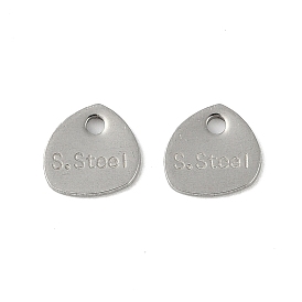 201 Stainless Steel Charms, Triangle with Word S.steel