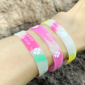 GOOD LUCK Silicone Bracelet with English Letters - Sports Bracelet