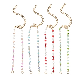 Изготовление браслета из цепочек с гранеными стеклянными бусинами-ронделями ручной работы., с 304 фурнитурой из нержавеющей стали, золотые