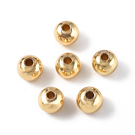 Латунные бусины, круглые, стойки покрытие, долговечный, без свинца и без кадмия