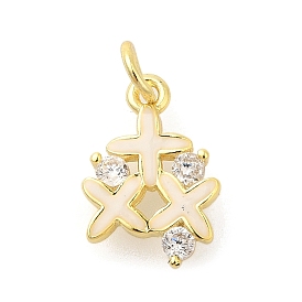 Rack Plating Brass Micro Pave Cubic Zirconia Charms, Long-Lasting Plated, Lead Free & Cadmium Free, Cross