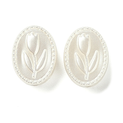 Perles de nacre en plastique ABS, ovale avec tulipe