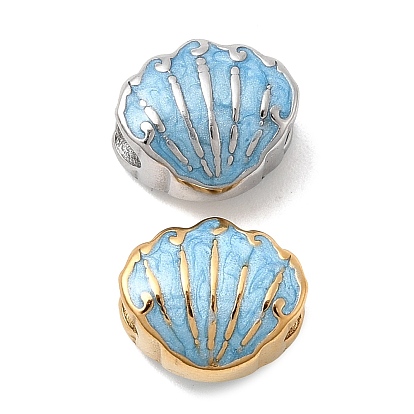 304 эмаль нержавеющей стали европейские шарики, бусины с большим отверстием, формы раковины, ионное покрытие (ip)