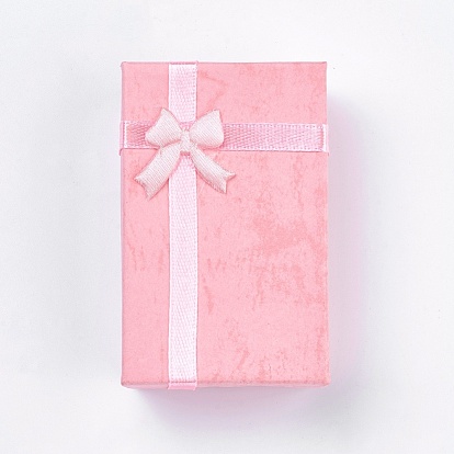 Cardboard Jewelry Boxes, with Ribbon Bowknot, Rectangle