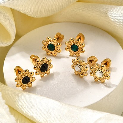 Ионное покрытие (ip) 304 серьги-гвоздики из нержавеющей стали, со стразами, реальный 14 k позолоченный