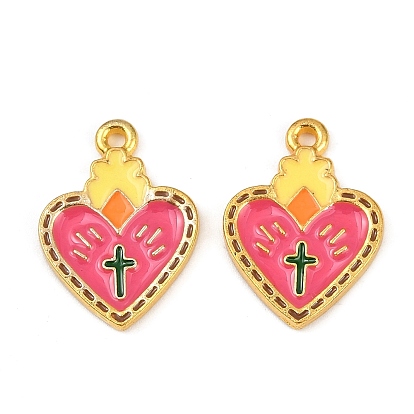 Подвески из эмали и сплава, без кадмия и без свинца, сердце с крестиком
