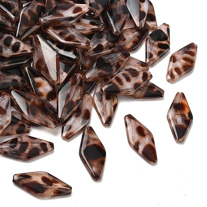 Непрозрачные акриловые бусины, имитирующие леопардовый принт, ромб, два тона, с блеском порошок