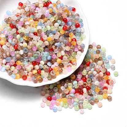 Бисер из стекла , имитации кошачьего глаза , круглые