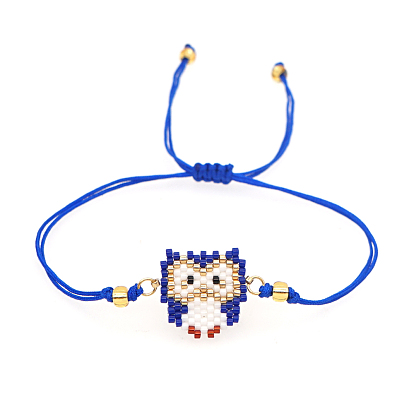 Miyuki Seed Braided Bead Bracelet, Owl Friendship Bracelet for Women