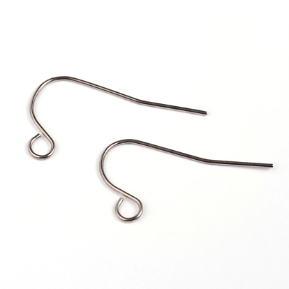304 Stainless Steel Earring Hook Findings, with Horizontal Loop, 22x12x0.8mm, 20 Gauge, Hole: 2.5mm
