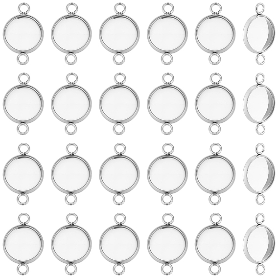 60 шт. 304 Настройки для коннектора кабошона из нержавеющей стали, чашки безель с краями, плоско-круглые