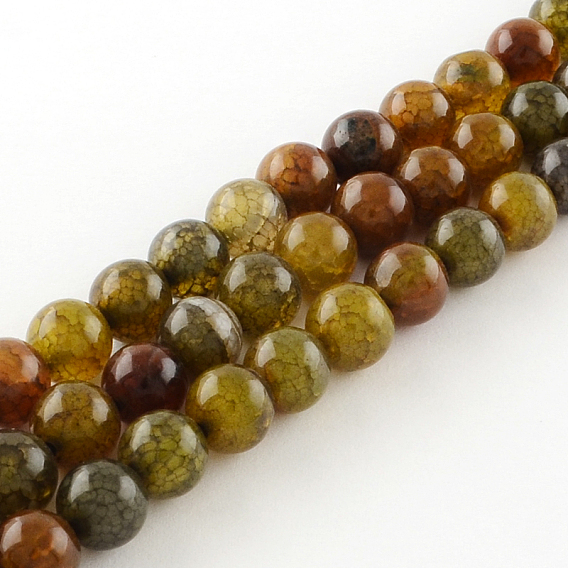 Dyed Natural Dragon Veins Agate Round Bead Strands
