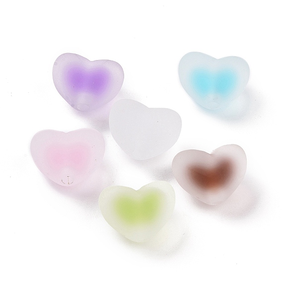 Rubberized Style Transparent Acrylic Beads, Two Tone, Bead in Bead Style, Heart