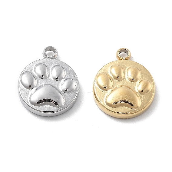 304 прелести нержавеющей стали, плоская круглая с подвеской в виде лапы, ионное покрытие (ip)