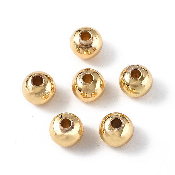 Латунные бусины, круглые, стойки покрытие, долговечный, без свинца и без кадмия