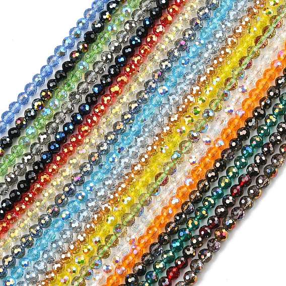 Гальванизируйте прозрачные стеклянные бусины, круглые, граненый(96 граненый)