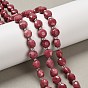 Природные родонит бисер нитей, плоско-круглые, граненые, с бисером